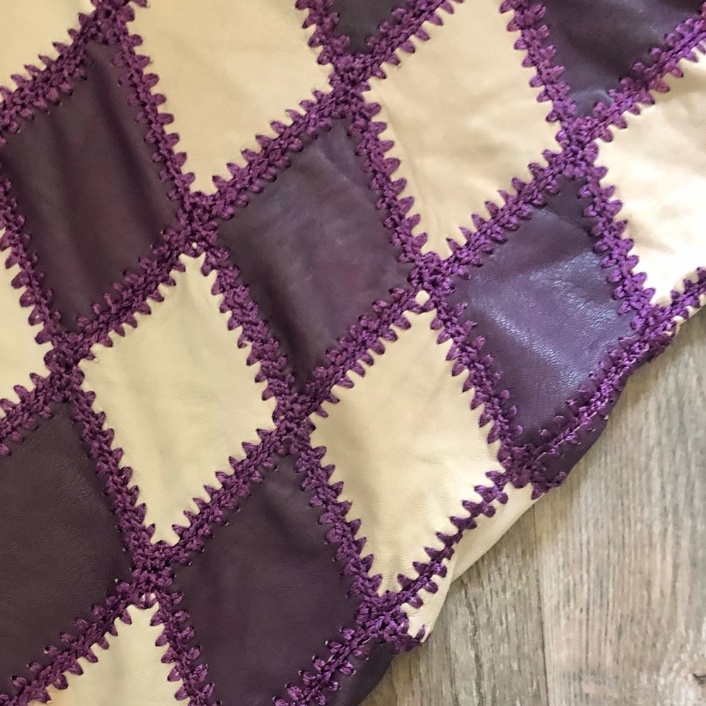 Vintage Patchwork Leather Batwing Top - image 5